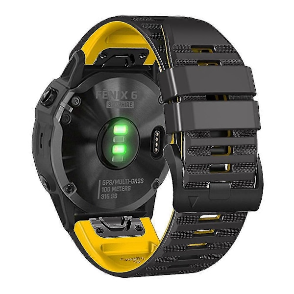 Horisontale Striber Silikon Udskiftningsrem til Garmin Tactix Delta/enduro Black Yellow