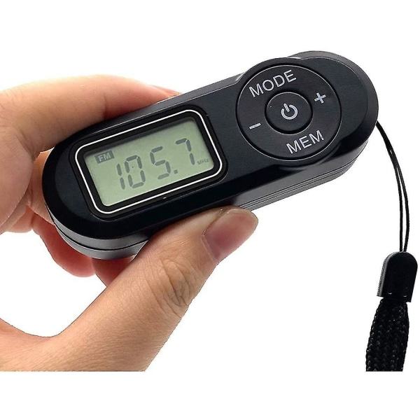 Mini bærbar FM-radio, lommeradiomottaker med hodetelefon FM Stereo Radio for Walking Running Jogging