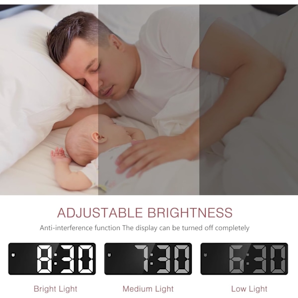 Digital väckarklocka, sängbordsväckarklocka med röst- och beröringsaktivering, batteridriven/USB-driven digitalklocka med stor LED-display, snooze-funktion