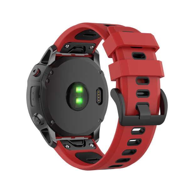 Garmin Fenix ​​5/6 ranneke Silikon Musta punainen Sort/rød