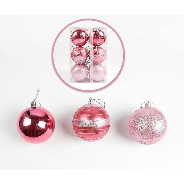 Julepyntkule Juleristpynt Juleristanheng Julegavepynt 12 stk PINK 8CM