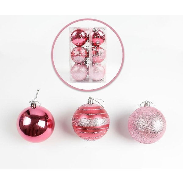 Julgranskula Julgransdekorationer Julgranshängande Julgåvor Dekorationer 12st PINK 8CM