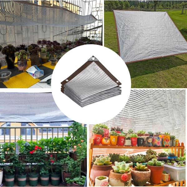 Reflekterende Aluminet Solsejl, Solcreme Skyggenet Sølv Mesh Skyggenet, Drivhus Blomster Planter Terrasse Plæne Mesh Net
