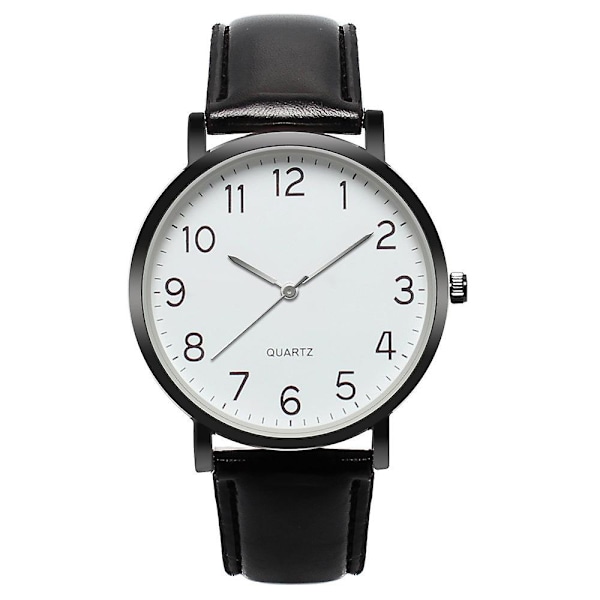 Unisex Forretningsmote Lær Kvarts Armbåndsur Black
