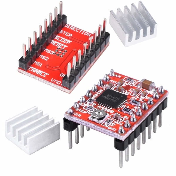 A4988 Steppermotor-drivrutmodul 5 st Steppermotor-drivrutmodul med kylfläns för RepRap 3D-skrivare