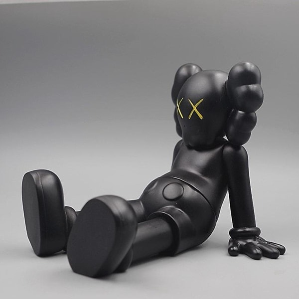 Kaws modellegetøj med siddende stilling PVC tegneseriefigur samleobjekt dukke bilindretning Sort Black