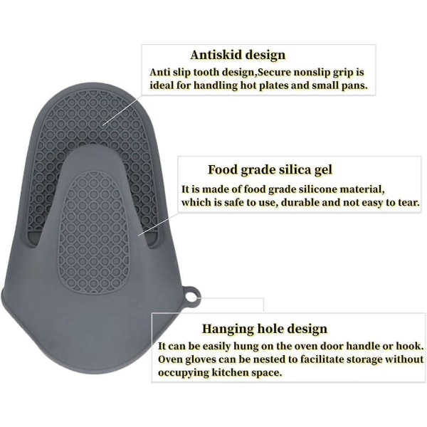 Tykke silikon gryteunderlag - Varmebestandige klypebeskyttere for baking, matlaging, grilling