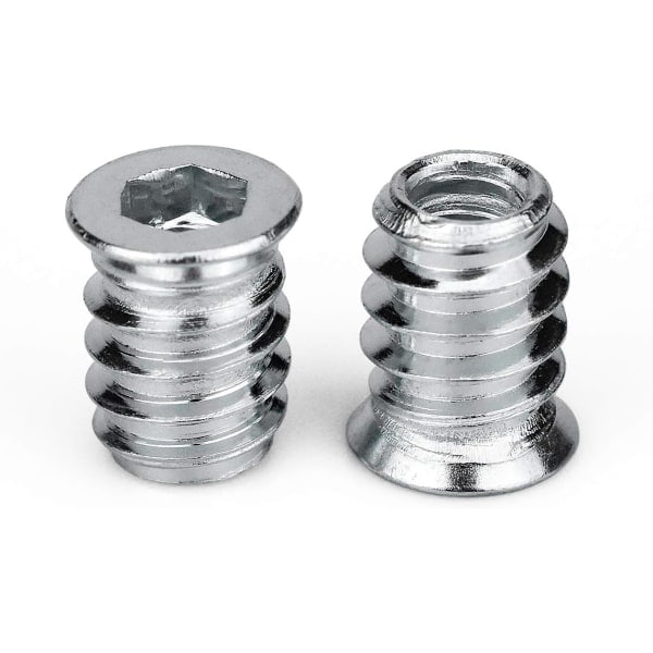 100 stk. Senkskruer Profesjonelle Skrustikkontakter M6 x 15mm Skrusortimentsett Skruinnlegg Hex Socket Gjengeinnlegg