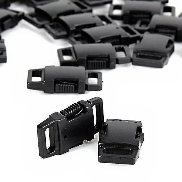 50 stk. Robuste Side-Release Spænder i Hård Plast til Remme/Hundehalsbånd/Paracord Armbånd (Sort)