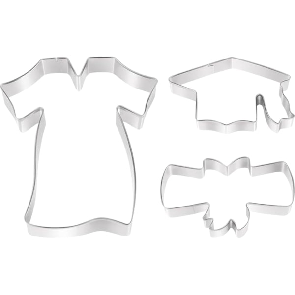 Grad Cookie Cutters 2024, Cap Diploma Graduation Gown Shapes Rostfritt Stål Formar - Biscuit Cutter, Festtillbehör