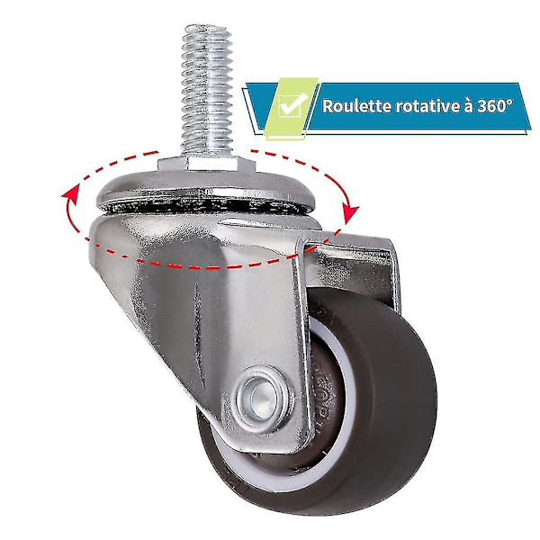 4 kpl Kääntyviä Pyöriä, 25mm Varsi Huonekalupyörät M615, Kumiset Kääntyvät Pyörät, Kärryihin, Vaunuihin, Pinnasänkyyn, Kaappiin, Pöytään, Kuormaukseen