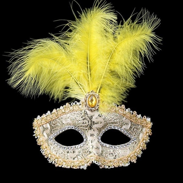 Venetianska masker Halv ansikte Ansiktsmask GUL gul