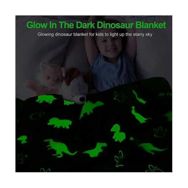 Dinosaurteppe for gutter, Glow In The Dark teppe for barn, Småbarn for gutter, Dinosaur