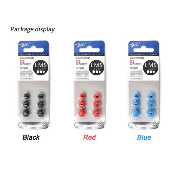 3 paria nappikuulokkeita Memory Foam Eartips RED blue