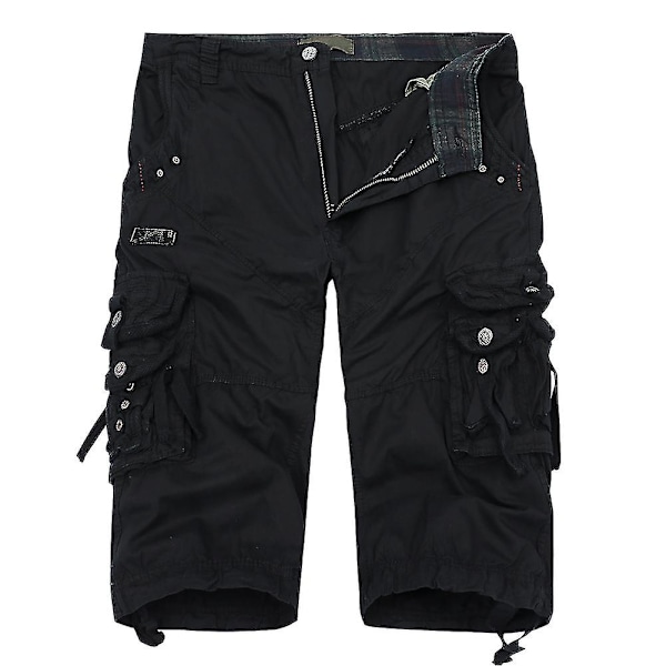 Mystdiy miesten ulkoiluun sopivat rennot cargo-shortsit Black 36