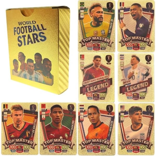 Fodboldkort, World Cup Stars, Soccer Card Champions League, World Ball Star Collection, Soccer Trading Card, Fodboldfans fødselsdagsgave