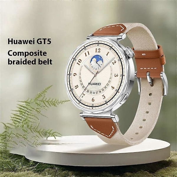 18MM Nahka-Nylon-Ranneke Huawei Watch GT 5 Pro 42m GT 5 41mm GT 4 41mm GT 3 42mm Naisille Komposiitti Multicolor Red