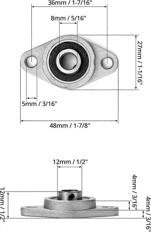 6 stk. KFL08 Flens Kulelager, 8mm lager, Sink Legering, for 3D-printer