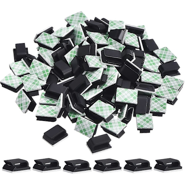 100 stk. selvklæbende kabelclips ledningsclips kabelstyring ledningsholder (13 x 10 mm, sort)