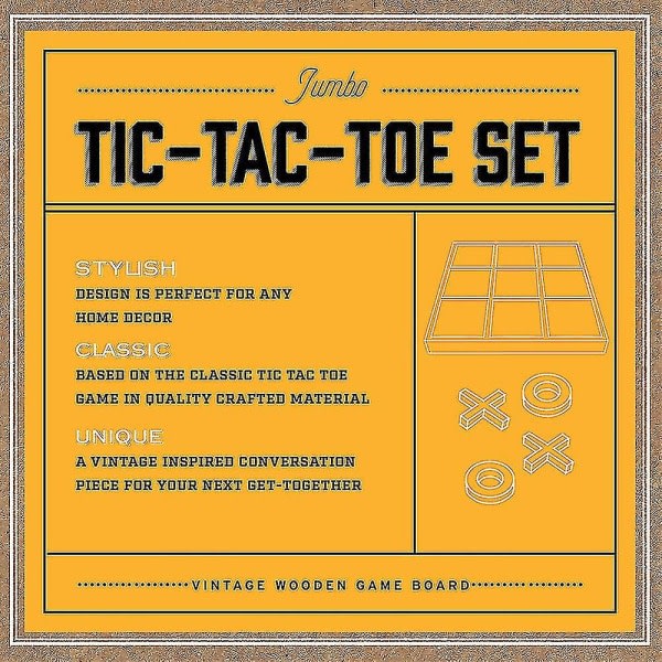 Massivt trä Tic-tac-toe-brädspel - 10 stycken Premium Giant Gold 14 tum - Utomhus/inomhus set leksak för barn/vuxna - Underhållning i trädgården