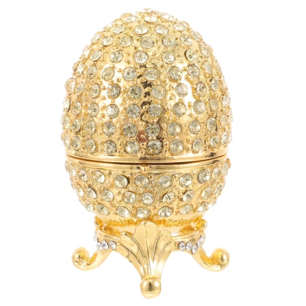 Vintage Decor metallisormus säilytyslaatikko Korvakoru Korulaatikko Faberge Egg Ornament Box Saranoitu Pakattu koristelaatikko Pääsiäismuna Kultainen 6,7x4cm Kultainen 6,7x4cm