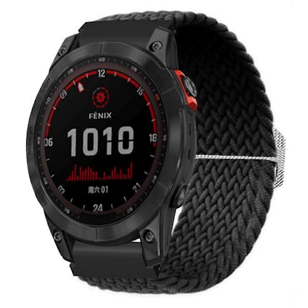 Joustava Nylon-kellohihna Urheiluranneke Garmin Fenix 7S / 6S / 5S:lle, 20 mm PC-liittimellä Black