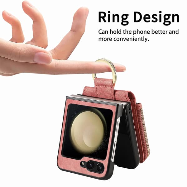 Retro Ring Vertikalt Telefonfodral För Samsung Galaxy Z Flip6 Pink