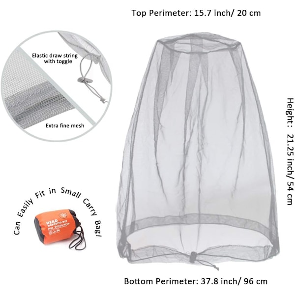 Hode Net Mesh Bug Net Face Netting Oppdatert Større Størrelse for Mygg Bugs No See Ums Insekter Gnats Midges fra Utendørs