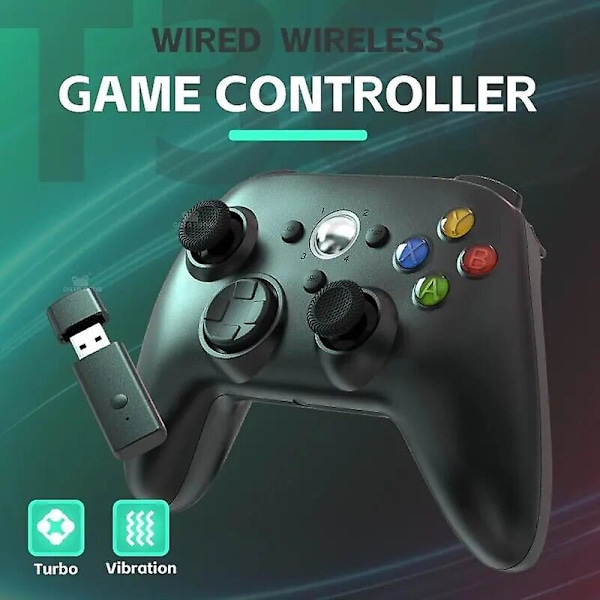 Langaton/langallinen ohjain Xbox 360 -peliohjain kaksoisvärinä Turbo-toiminnolla, yhteensopiva Xbox 360/360 Slimin ja PC Windowin kanssa XBOX 360 Wireless