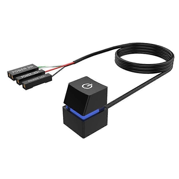 4m Extern PC-strömbrytare för stationär dator, moderkort, på/av-strömbrytare Black Blue light