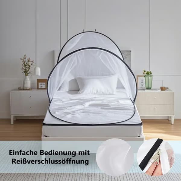 Myggenet med myggebeskyttelse - bærbart foldbart net 200x80x56 cm, åndbart med tæt net, til seng, rejser og camping black