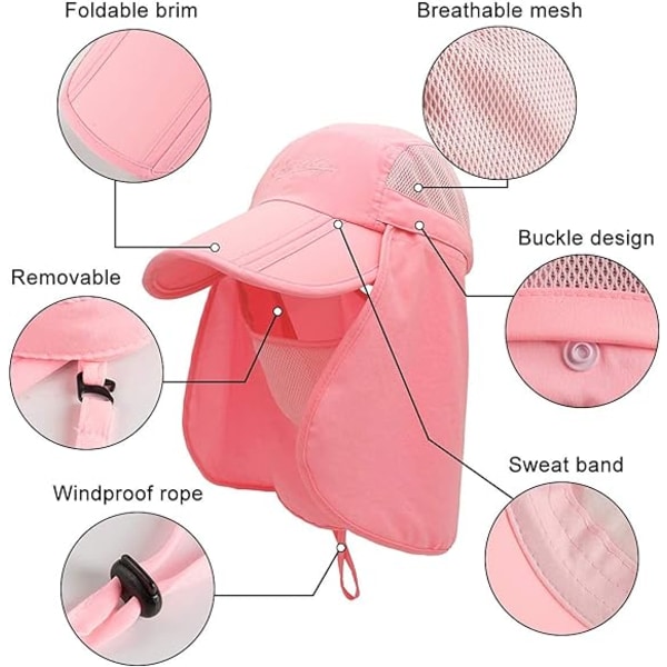 Hals- og ansiktsklaff utendørs caps UV-beskyttelse solhatter fiskehatt hurtig tørking