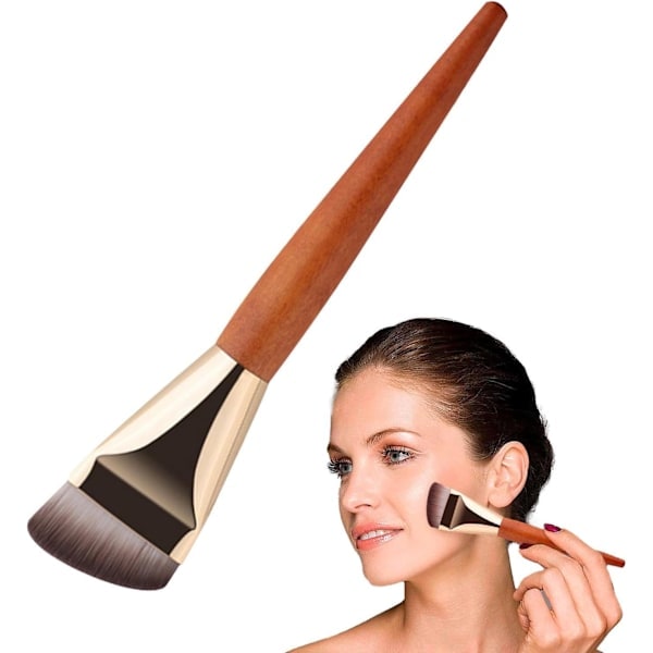 Foundation Blending Brush, Trähandtag Flytande Foundation Brush | Ansiktsmakeupverktyg, Professionell Konturborste