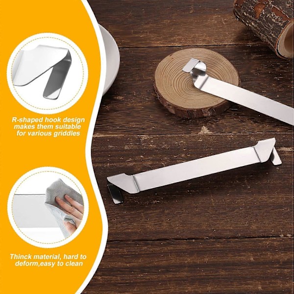 2 stk. Blackstone Griddle, rustfrit stål brag bruger beslag clip-on kant grill spatelholder (sølv)