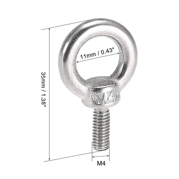 10 Pak M4*10 Øjenbolte 304 Rustfrit Stål Ring Marine Bolte Og Forskelligt Løfteudstyr Wuqx