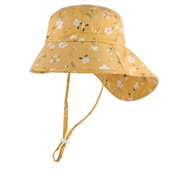 Baby Bomull Sommarhatt UPF 50+ Småbarn Barn Solhatt Barn Nackskydd Flikhatt med Justerbar Hakrem (2-pack)