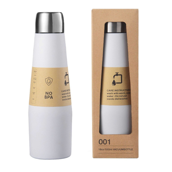 2025 NYHET Gradient 304 Rostfritt Stål Jump Cup Läcksäker Isolerad Vattenflaska 532 ml (18 OZ). white