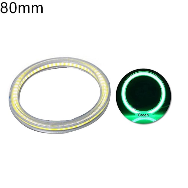60mm-120mm Bil COB Angel Eye LED Ringljus Huvudljuslampa green 80mm
