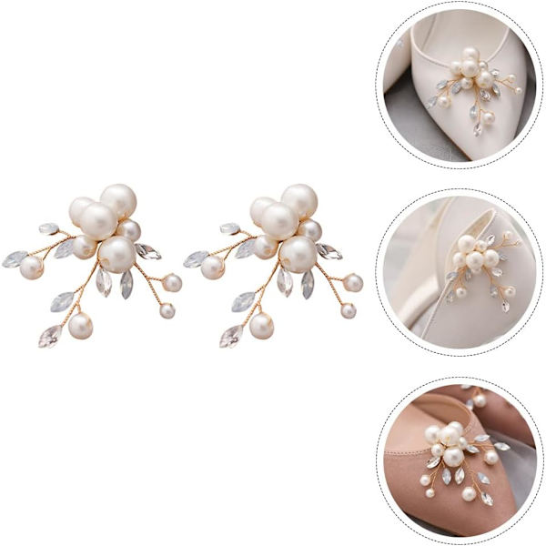 1 par bryllup perle sko klips perle sko spenne krystall rhinestone sko klips sko sjarm dekorasjoner