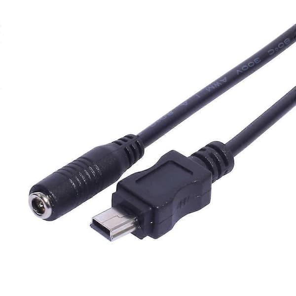 Mini USB 5-benet han til 3,5x1,35 mm hun-kabel 20 cm længde sort