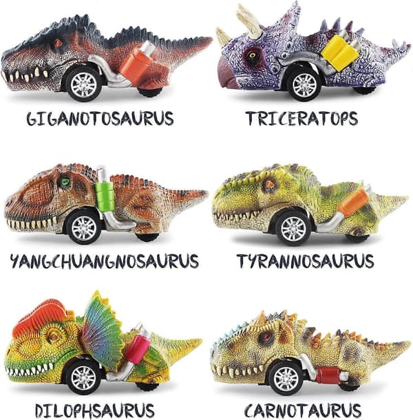 Dinosaurlegetøj til børn 3-5 år, Pull Back Dinosaurbiler til 3 4 5 6 7 årige drenge piger Dinolegetøjsgaver til småbørn A