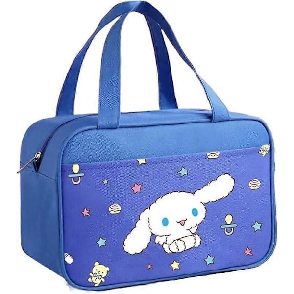 1 STK. Madkasse Køletaske Stor Isoleret Kawaii Lækagesikker Mad Bærbar Vandtæt Genanvendelig Anime til Arbejde Picnic Rejse (Blå Rulle)