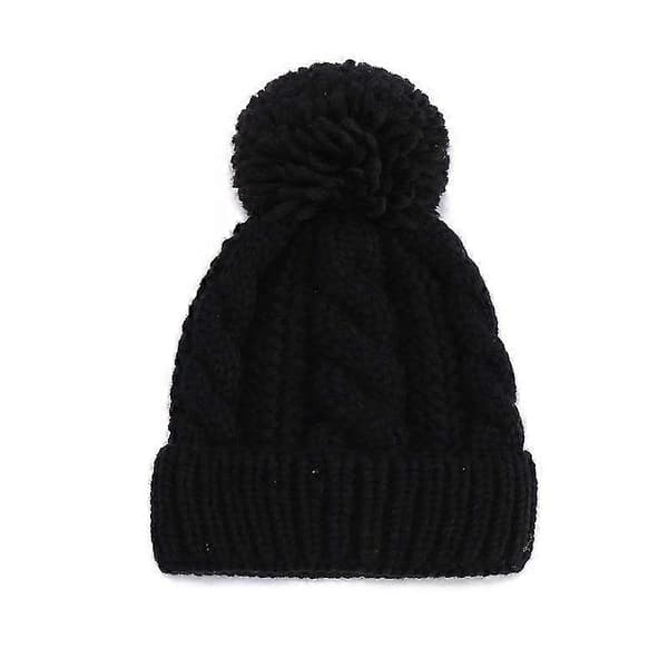 Stickad Vintermössa för Barn, Stickad Babymössa Barn Stickade Mössor U Black