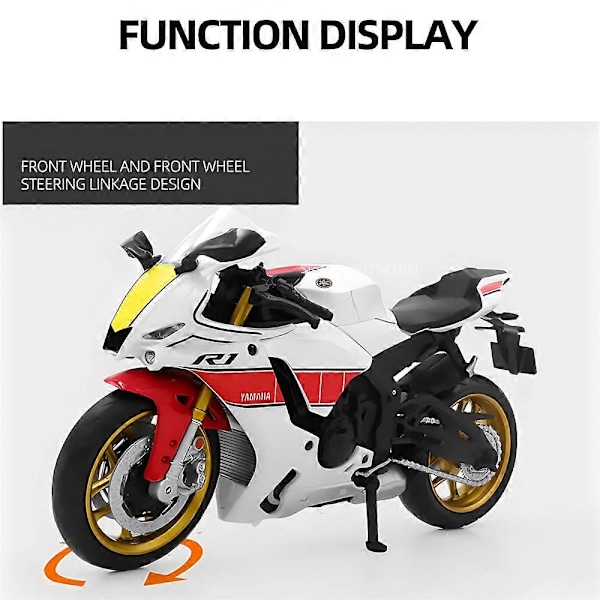 1/12 Mittakaavan Yamaha YZF-R1M Moottoripyörämalli Leikkiauto Seosvalettu Simulaatiomallit Moottoripyörä Kokoelma Koriste Poikien Leikkikalut Lahjat Black
