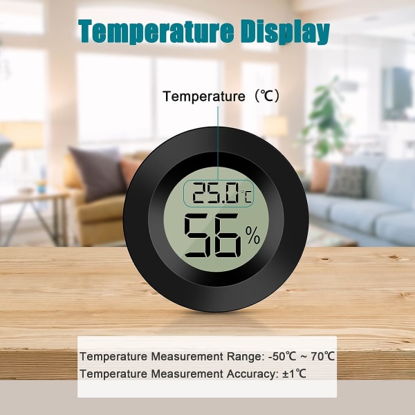 5-Pack LCD Digital Hygrometer Termometer, Innendørs Utendørs Fuktighetsmåler Temperaturmåler for luftfuktere Avfuktere Drivhus Kjeller Babyroom