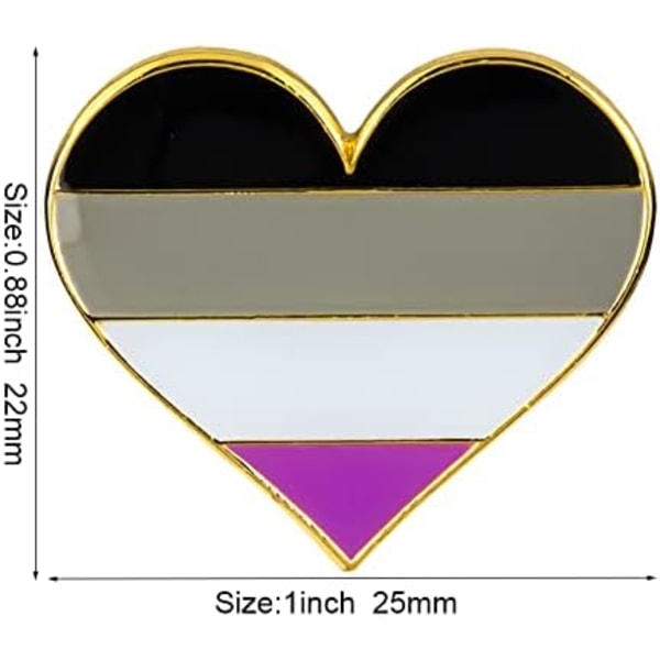 5 kpl biseksuaali ylpeys sydänmuotoinen rintaneula rintaneulat lippu rintaneula rintaneulat Pack 5 Asexual