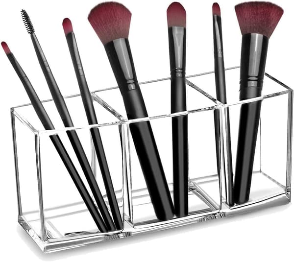 Kosmetikopbevaringsboks, 3 rum makeup børsteholder