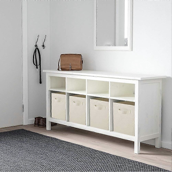 Opbevaringsboks, 2 foldbare opbevaringskasser lavet af stof i kubeform Beige Beige 2 Set