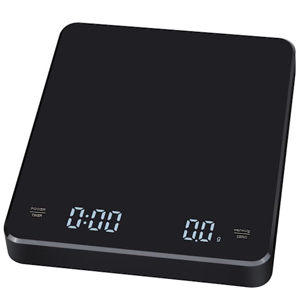 Genopladelig kaffevægt med timer 3 kg / 0,1 g Sort Sort