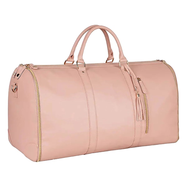 2-in-1 Taitettava PU-nahkainen Matkalaukku Muuntautuva Puku- ja Matkatavaralaukku Naisille Pink